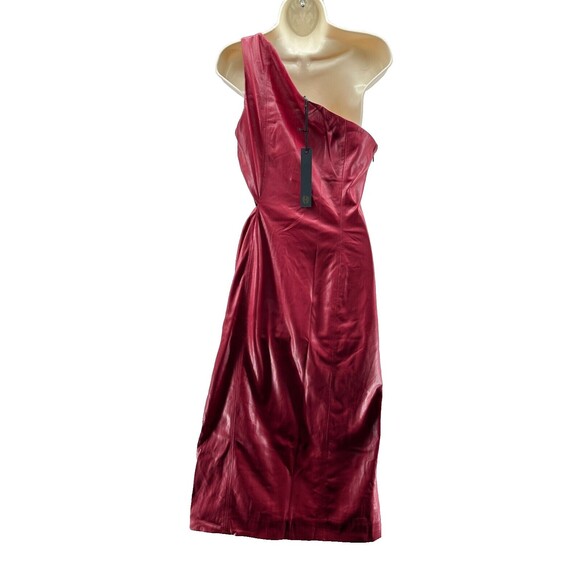 House Of Harlow 1960 Bordeaux Dress Size M Red Vegan Leather Midi Cut Out NWT - Picture 10 of 15